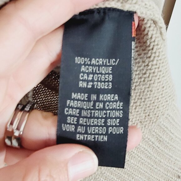 Exco Wear Vintage Beige Knit Long Sleeve Stripe Retro Crew Neck Pullover Sweater - Picture 8 of 10